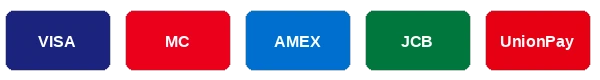 支持的支付方式包括VISA万事达等信用卡和借记卡